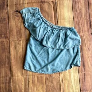 One shoulder denim top